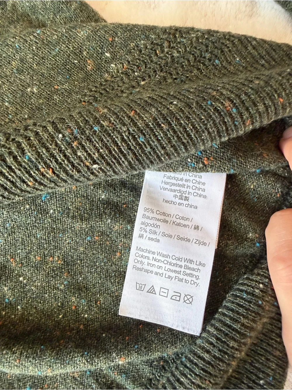J.Crew Men’s Green Donegal Fleck Cotton Silk Henley Sweater Size Medium Casual